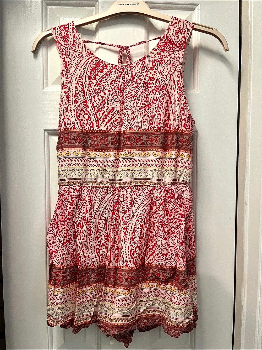 Lush Paisley Mini Romper in Red & White Size Medium Like New